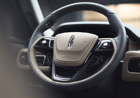 The intuitively placed controls of the steering wheel on a 2024 Lincoln Aviator® SUV | Al Packer Lincoln in West Palm Beach FL