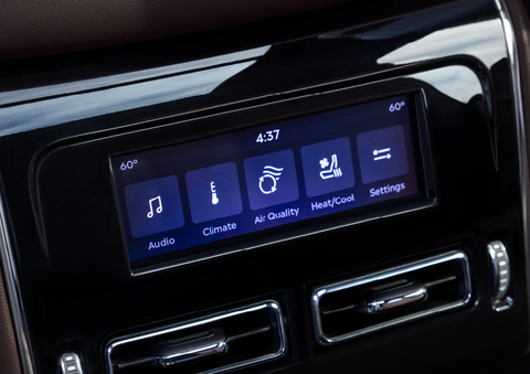 Driver controls like music, temperature, air quality, settings, and heat/cool seats are shown. | Al Packer Lincoln in West Palm Beach FL