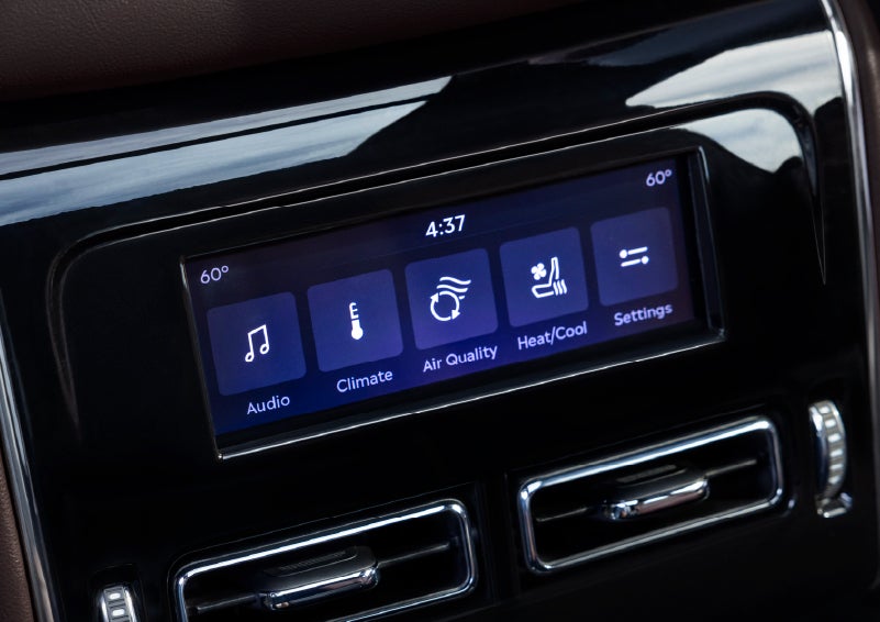 Driver controls like music, temperature, air quality, settings, and heat/cool seats are shown. | Al Packer Lincoln in West Palm Beach FL