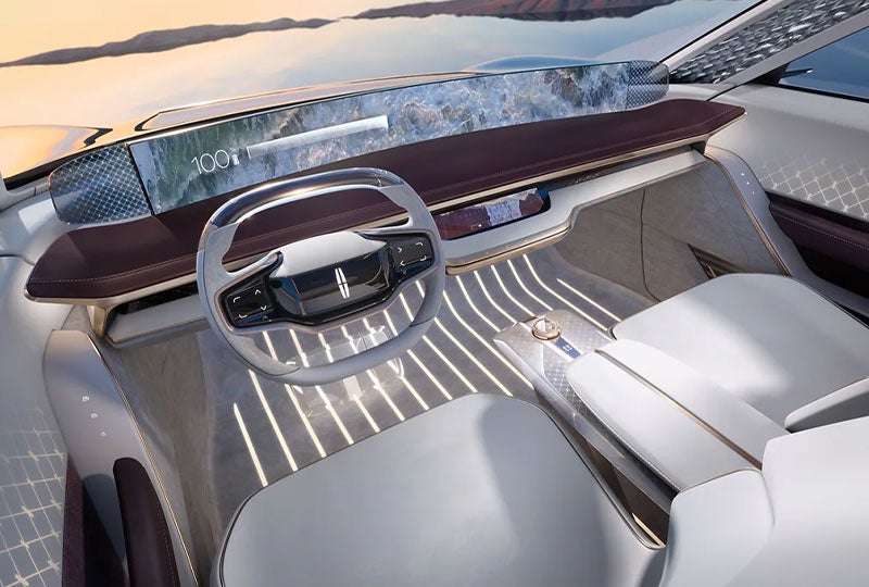 The inside view of the star concept front seats and console